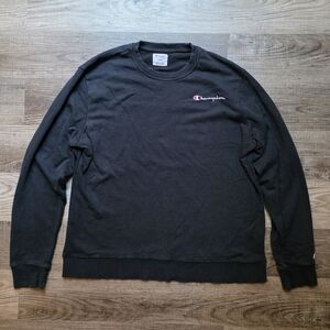 Champion Men's Black Crewneck Sweatshirt with Script Logo